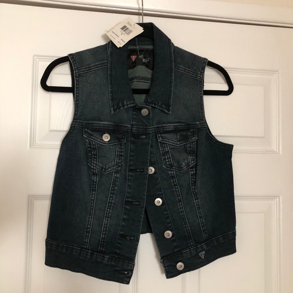 NWT Guess dark wash jean vest